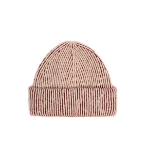 Cropp - Dwukolorowa prążkowana czapka beanie - czerwony