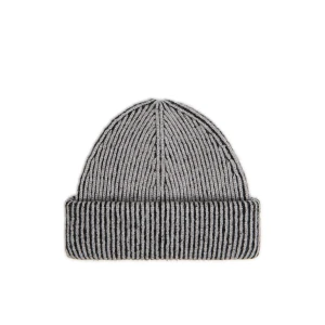 Cropp - Dwukolorowa prążkowana czapka beanie - szary