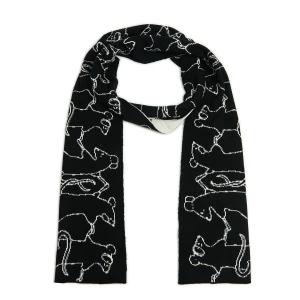 Cropp - Dwukolorowy szalik z motywem gryzoni - czarny
