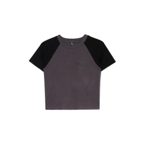Cropp - Dwukolorowy T-shirt z wiskozą - jasny szary