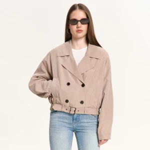 Cropp - Dwurzędowa krótka kurtka - beżowy