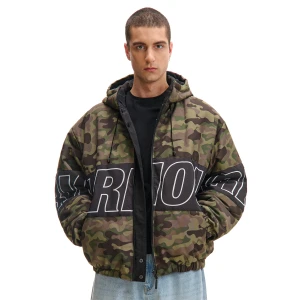 Cropp - Dwustronna kurtka bomber z kapturem - zielony