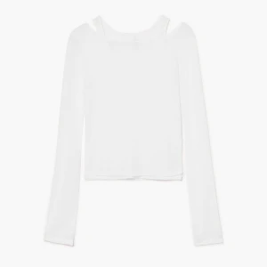 Cropp - Dwuwarstwowa biała koszulka longsleeve - biały