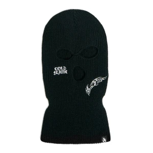 Cropp - Dzianinowa czarna kominiarka z haftem - czarny