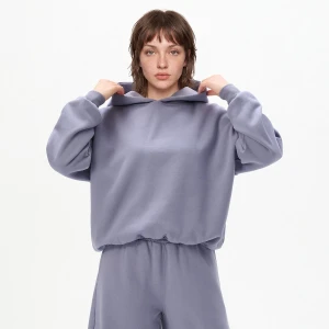 Cropp - Fioletowa bluza basic z kapturem - fioletowy