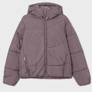 Cropp - Fioletowa kurtka puffer z regulowanym kapturem - fioletowy