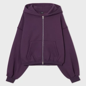 Cropp - Fioletowa rozpinana bluza z kapturem - fioletowy