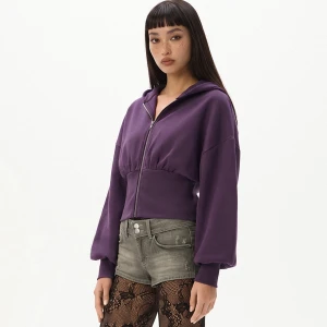 Cropp - Fioletowa rozpinana bluza z kapturem - fioletowy