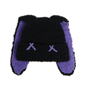 Cropp - Fioletowo-czarna czapka z uszami - fioletowy