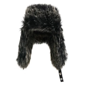 Cropp - Futrzana czarna czapka pilotka - czarny