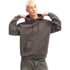 Cropp - Gładka bluza z kapturem - czerwony