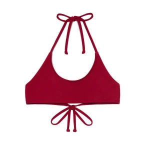 Cropp - Gładka bordowa góra od bikini - kasztanowy