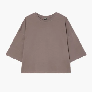 Cropp - Gładka koszulka boxy - szary