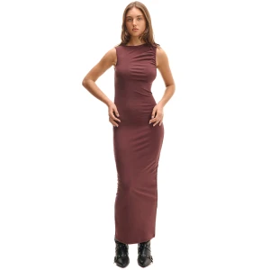 Cropp - Gładka sukienka maxi - brązowy