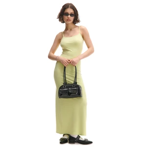 Cropp - Gładka sukienka maxi - zielony