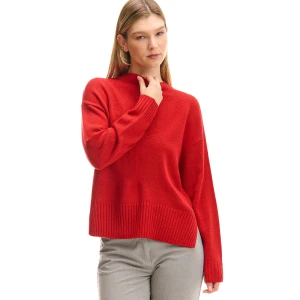 Cropp - Gładki czerwony sweter - czerwony