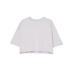 Cropp - Gładki jasnoszary T-shirt boxy oversize - jasny szary