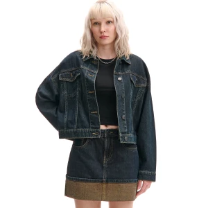 Cropp - Granatowa jeansowa kurtka - granatowy