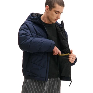 Cropp - Granatowa kurtka puffer z regulowanym kapturem - granatowy