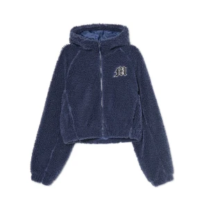 Cropp - Granatowa kurtka sherpa z kapturem - granatowy