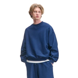 Cropp - Granatowa prążkowana bluza - granatowy