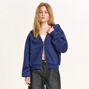 Cropp - Granatowa rozpinana bluza z kapturem - granatowy