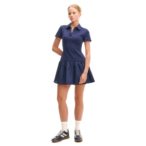 Cropp - Granatowa sukienka mini z kołnierzykiem - granatowy