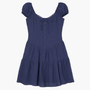 Cropp - Granatowa sukienka z bufiastymi rękawami - granatowy