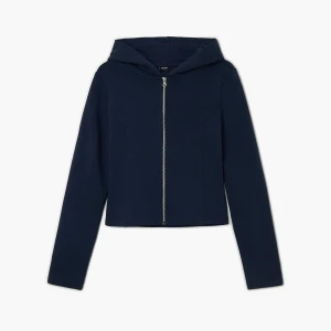 Cropp - Granatowa zapinana bluza z kapturem - granatowy
