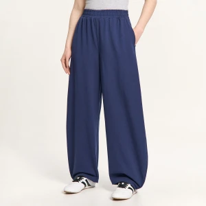 Cropp - Granatowe dresy z szeroką nogawką - granatowy