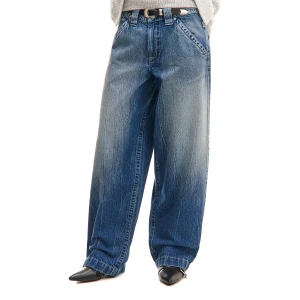 Cropp - Granatowe jeansy baggy w stylu workwear - granatowy