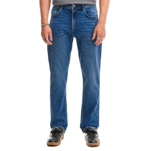 Cropp - Granatowe jeansy comfort z efektem sprania - granatowy