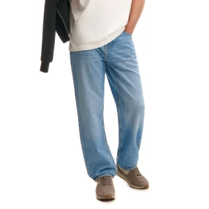 Cropp - Granatowe jeansy relaxed fit - niebieski