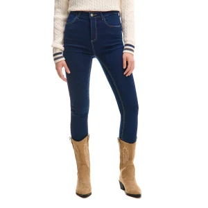 Cropp - Granatowe jeansy skinny push up - granatowy