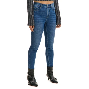 Cropp - Granatowe jeansy skinny z kieszeniami - granatowy