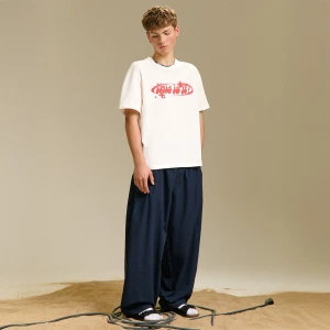 Cropp - Granatowe spodnie baggy - granatowy