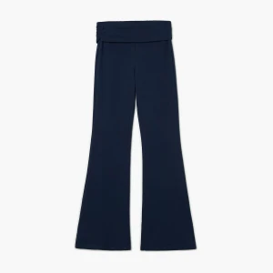 Cropp - Granatowe spodnie flare z podwinięciem - granatowy