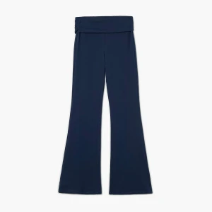 Cropp - Granatowe spodnie flare z podwinięciem - granatowy