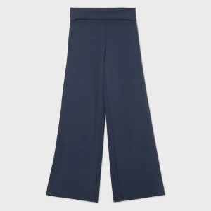 Cropp - Granatowe spodnie wide leg - granatowy