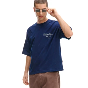 Cropp - Granatowy T-shirt z nadrukiem - niebieski