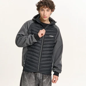 Cropp - Hybrydowa kurtka puffer z softshellem - czarny