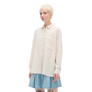 Cropp - Jasna koszula oversize z rustykalną strukturą - beżowy
