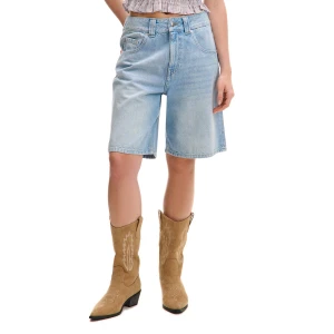 Cropp - Jasne jeansowe szorty z efektem sprania - niebieski