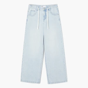 Cropp - Jasne jeansy baggy ze sznurkiem w pasie - niebieski