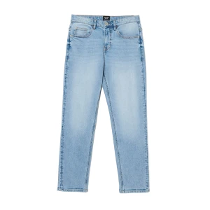 Cropp - Jasne jeansy regular z acid wash - niebieski