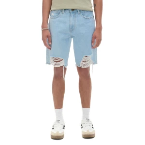 Cropp - Jasne szorty denim z przetarciami - niebieski