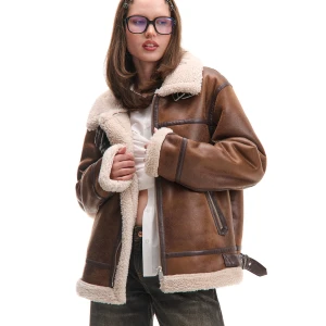 Cropp - Jasnobrązowa kurtka sherpa z imitacją zamszu - brązowy