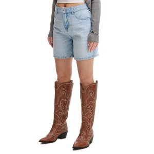 Cropp - Jasnoniebieskie jeansowe bermudy z efektem sprania - niebieski