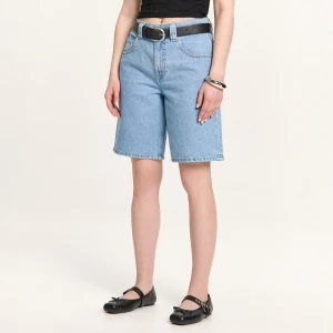 Cropp - Jasnoniebieskie jeansowe szorty jorts basic - niebieski