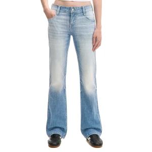 Cropp - Jasnoniebieskie jeansy bootcut z efektem sprania - niebieski